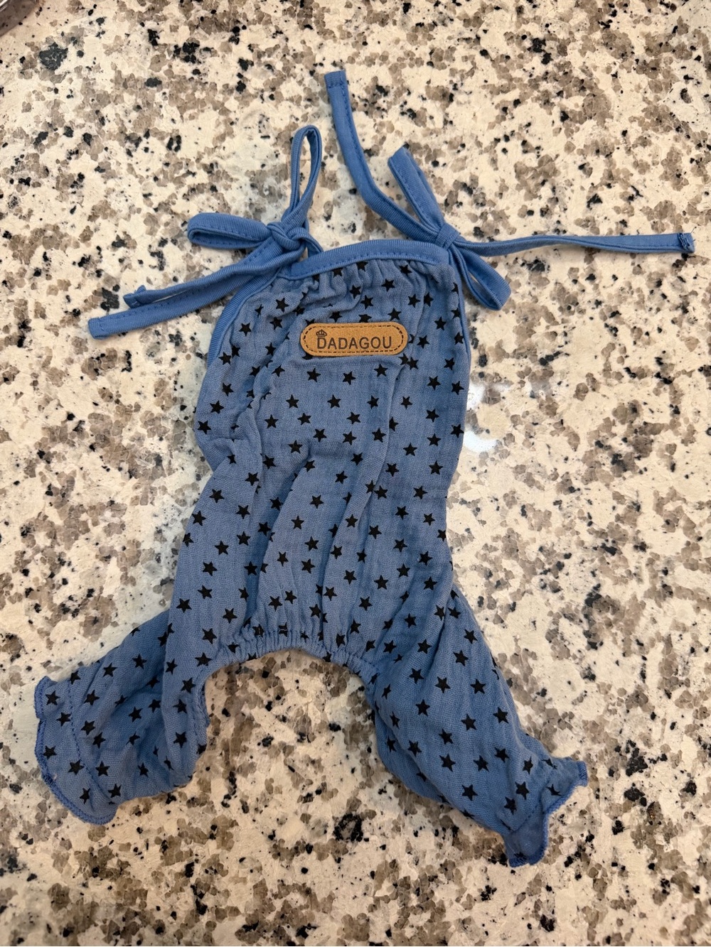 Blue Star-Print Pet Romper with Tie Closure